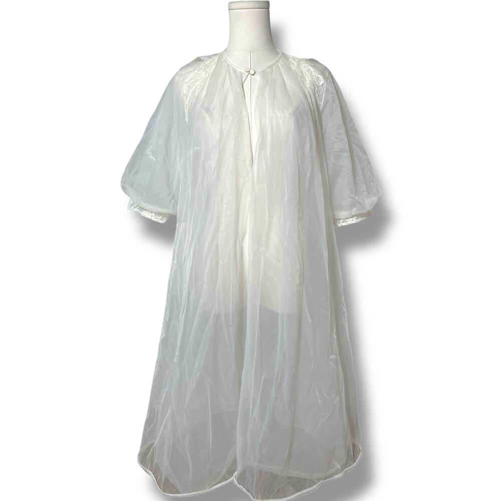 Vintage Sheer Peignoir Robe | bridal | 70s lingerie |  333 | boudoir